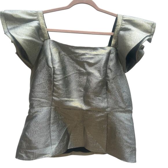 Y2K Cache Gold Metallic Fairy Glam Party Smocked Back Babydoll Top Large Fairy - Picture 4 of 9